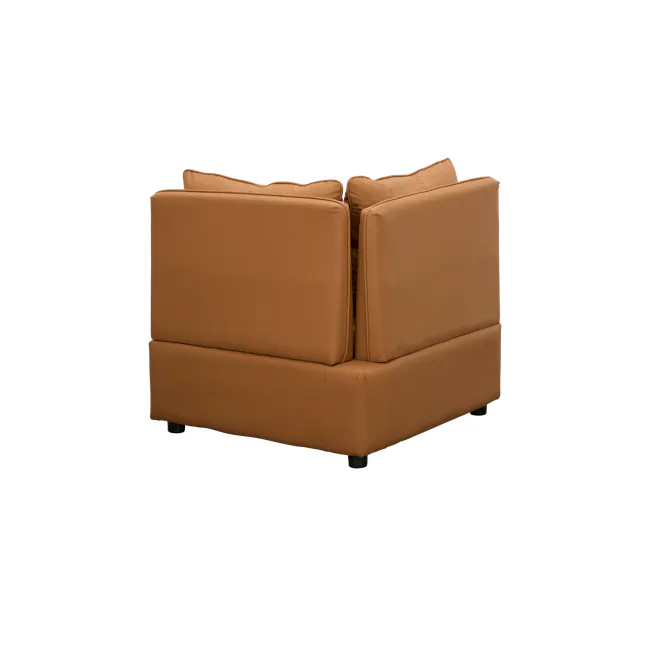 Cameron Corner Unit - Tan (Pet Friendly) - 6 - Brown leather sofa, modern design, comfortable seating, cushioned upholstery