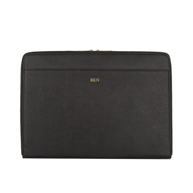 Personalised Saffiano Leather 13" Laptop Sleeve - Black - 0