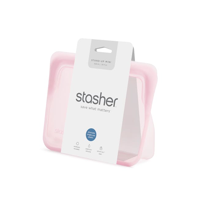 Stasher Reusable Silicone Bag - Stand-Up Mini - Rainbow Pink - 6