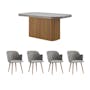 Ellie Concrete Dining Table 1.8m with 4 Anneli Dining Armchairs in Grey - 0