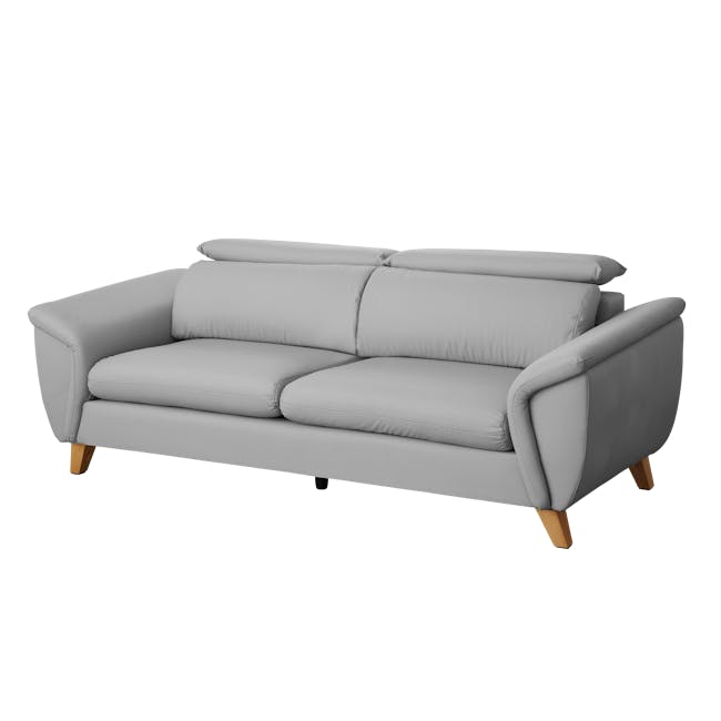 Jordyn 3 Seater Sofa with Adjustable Headrest - Light Grey (Pet Friendly) - 4