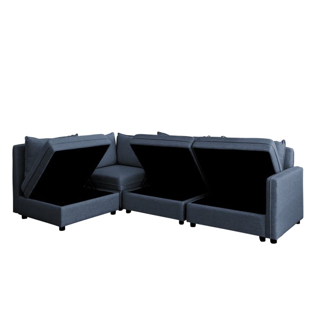 Cameron 4 Seater Sectional Storage Sofa - Denim - 18