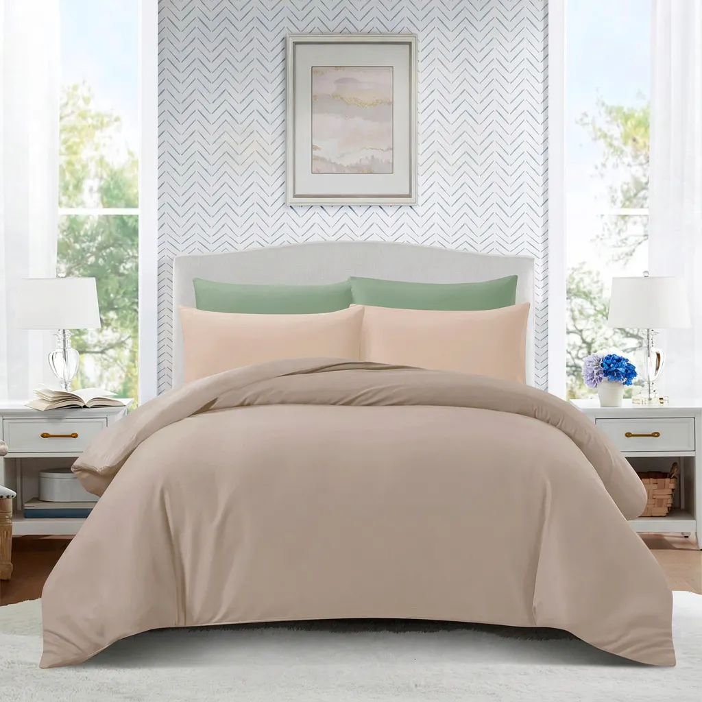 Hillcrest ComfyLux Solid 988TC Fitted Sheet Set (No Quilt Cover) - Oak (4 Sizes)