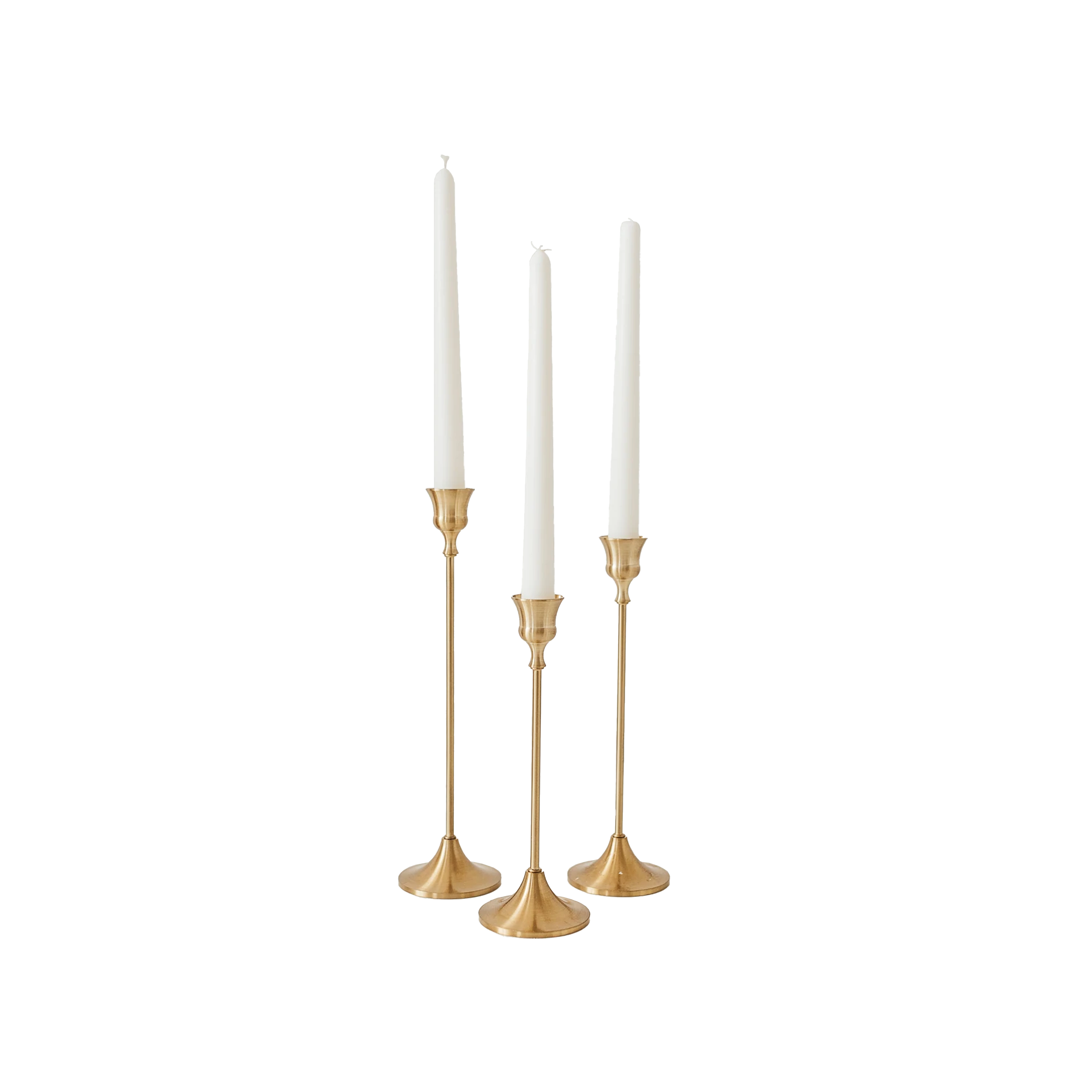 MIRA Gold Candle Holders (Set of 3) - Gold Holders - without taper candles