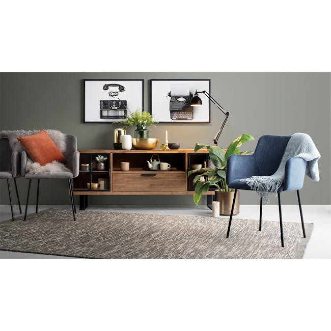 Dakota TV Console 1.8m - 5 - modern living room, cozy corner, stylish furniture, gray armchair, blue upholstered chair