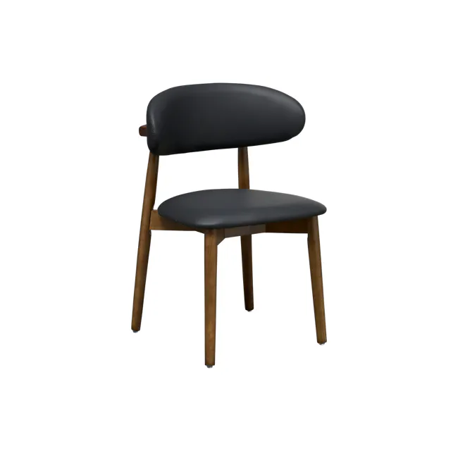 Payson Dining Chair - Walnut, Black (Faux Leather) - 1