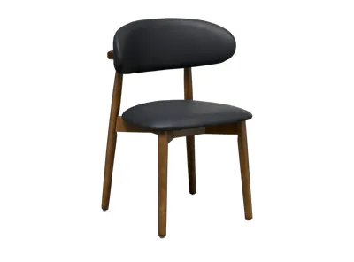 Payson Dining Chair - Walnut, Black (Faux Leather)