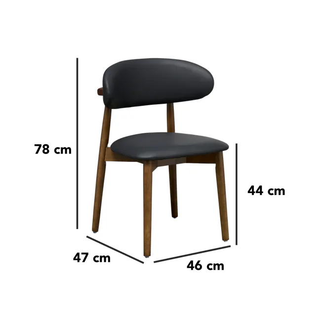 Payson Dining Chair - Walnut, Black (Faux Leather) - 8