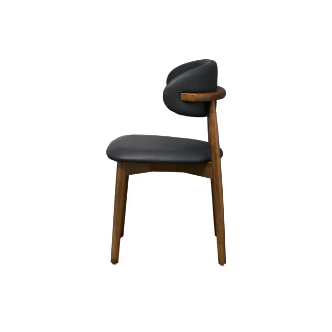 Payson Dining Chair - Walnut, Black (Faux Leather) - 3