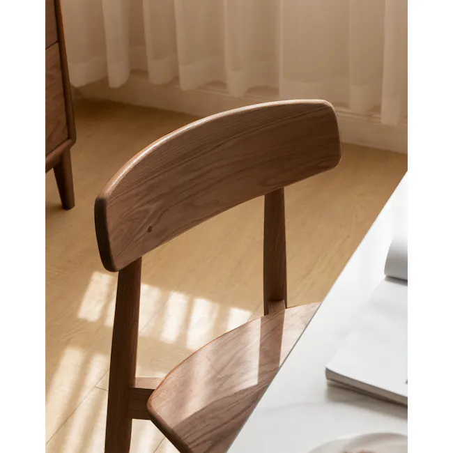 Adelyn Dining Table 1.2m (Sintered Stone) with 4 Solis Chairs in Walnut - 16 - Wooden chair, sunlight, natural light, indoor