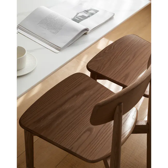 Solis Dining Chair - Walnut, Chestnut Brown (Fabric) - 5