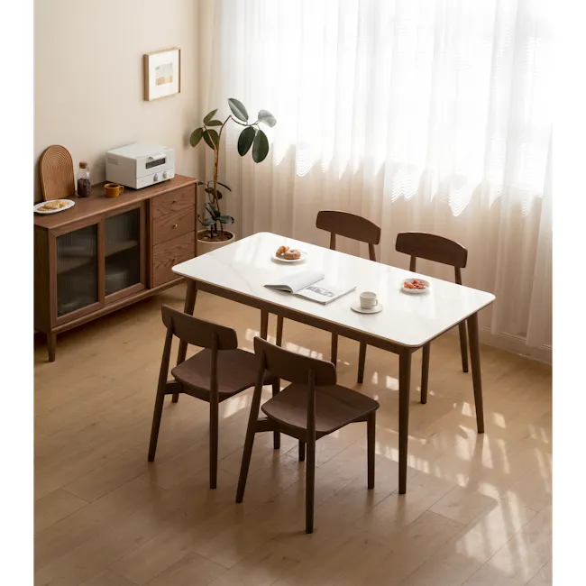 Solis Dining Chair - Walnut, Chestnut Brown (Fabric) - 6