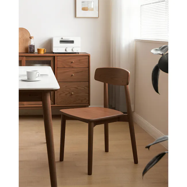 Solis Dining Chair - Walnut, Chestnut Brown (Fabric) - 7