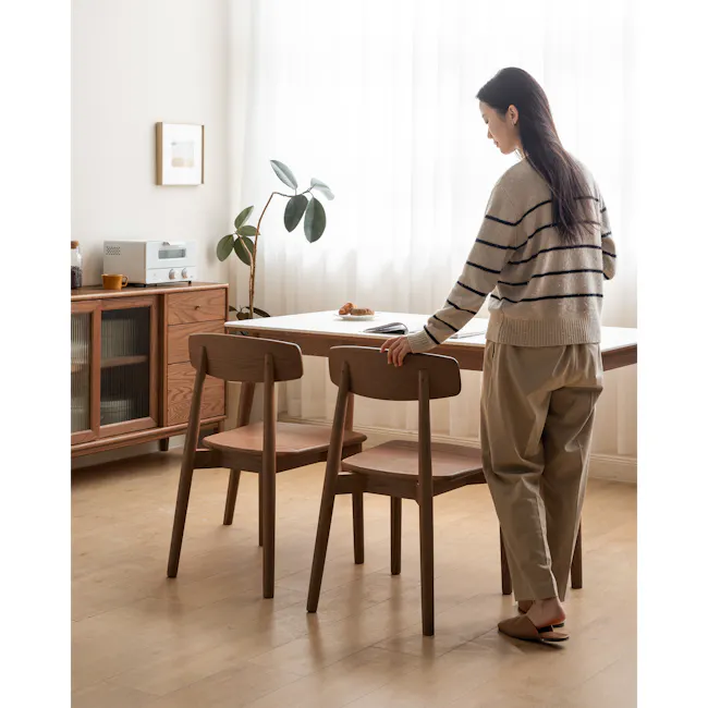 Solis Dining Chair - Walnut, Chestnut Brown (Fabric) - 8