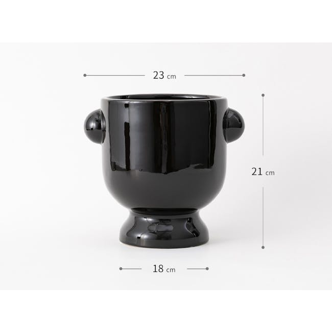 Trophy Ceramic Pot - Glossy Black - 5