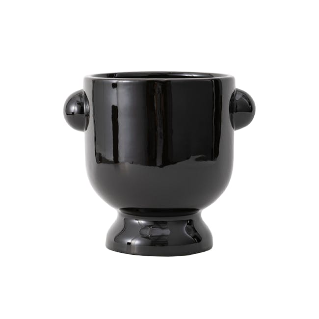 Trophy Ceramic Pot - Glossy Black - 0