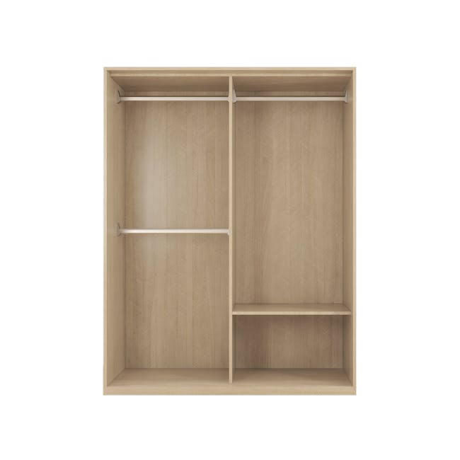 Lorren Sliding Door Wardrobe 1 with Mirror - Graphite Linen, Herringbone Oak - 1