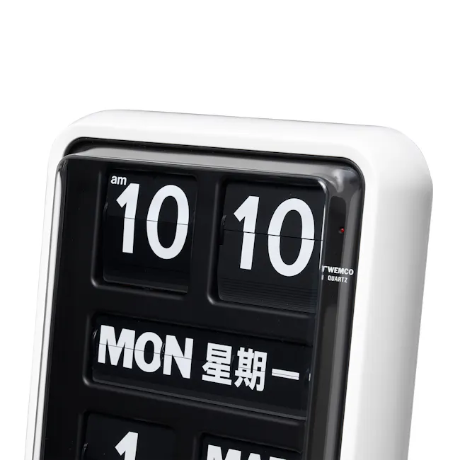 TWEMCO Big Calendar Flip Wall Clock with Chinese Text - White Case Black Dial - 4