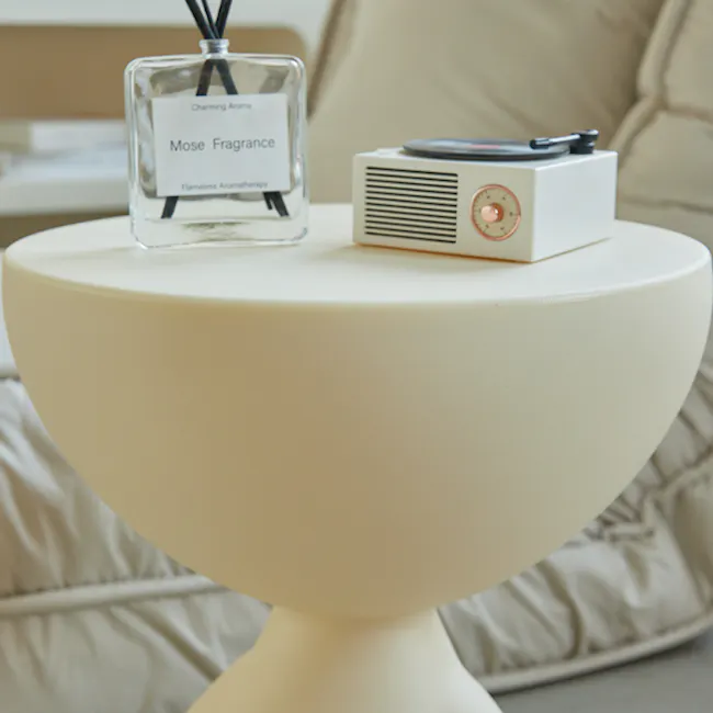 Zacky Buddy Side Table - White - 3 - Elegant modern setup featuring a small round table with a white pedestal., A clear