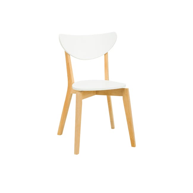 Harold Round Dining Table 1.05m with 4 Harold Dining Chairs in Natural, White - 9
