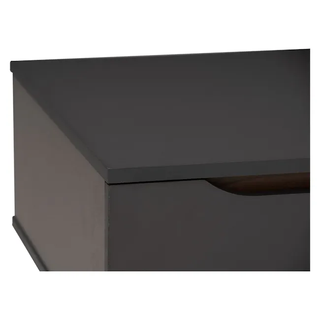 Miah Coffee Table - Walnut, Grey - 13 - Dark gray, sleek, modern, minimalist, rectangular, flat surface, smooth, matte