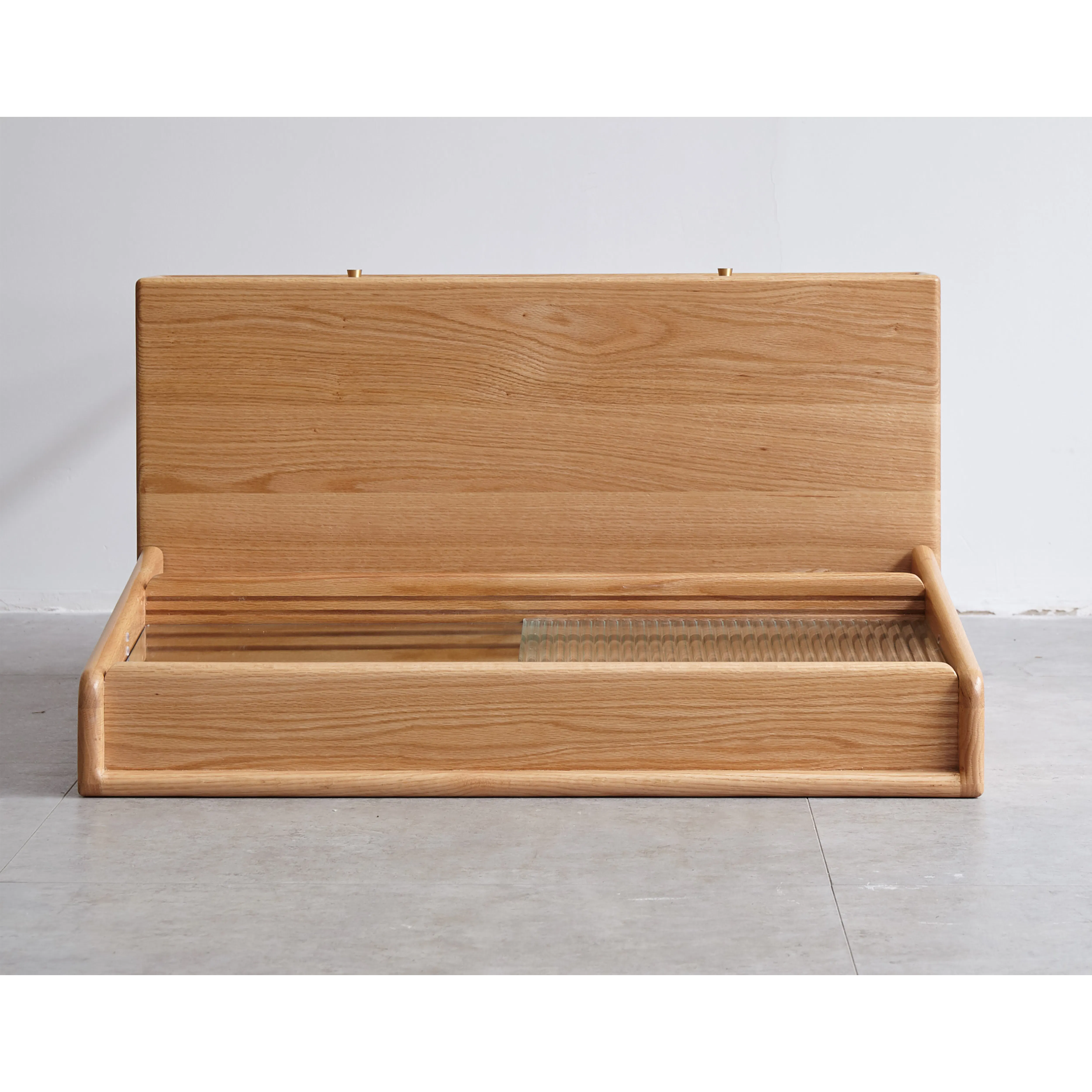 Zoie Dressing Table 0.55m - 11 - Wooden bench, minimalist design, natural wood finish, rectangular shape, open top, side