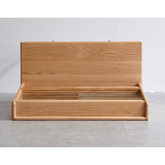 Zoie Dressing Table 0.55m - 11 - Wooden bench, minimalist design, natural wood finish, rectangular shape, open top, side