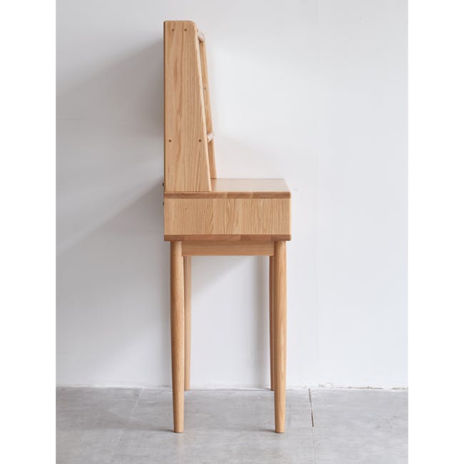 Zoie Dressing Table 0.55m - 7 - Light wooden chair, minimalist design, natural wood grain, simple structure, clean lines