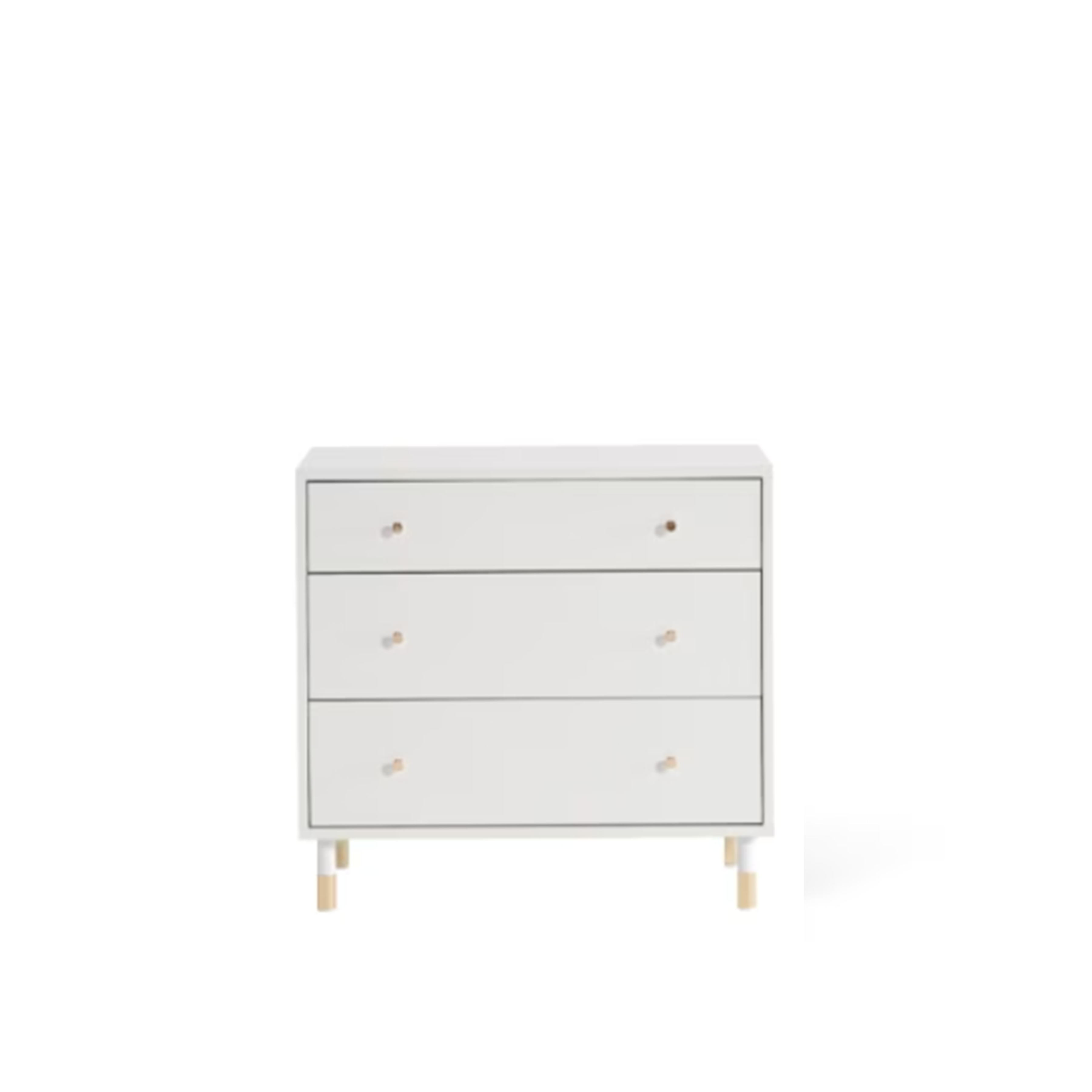 Lizzy 3 Drawer Chest 0.8m - White, Brass