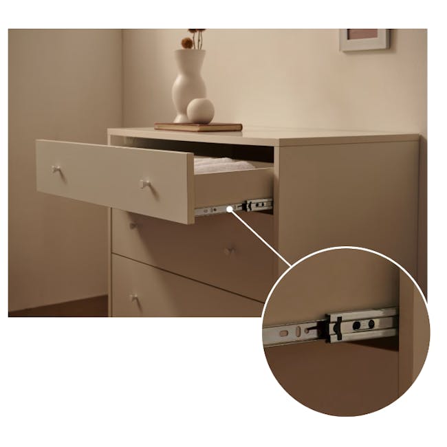 Lizzy 3 Drawer Chest 0.8m - White, Brass - 3 - Dresser drawer pull, adjustable drawer pull, drawer pull mechanism, lock