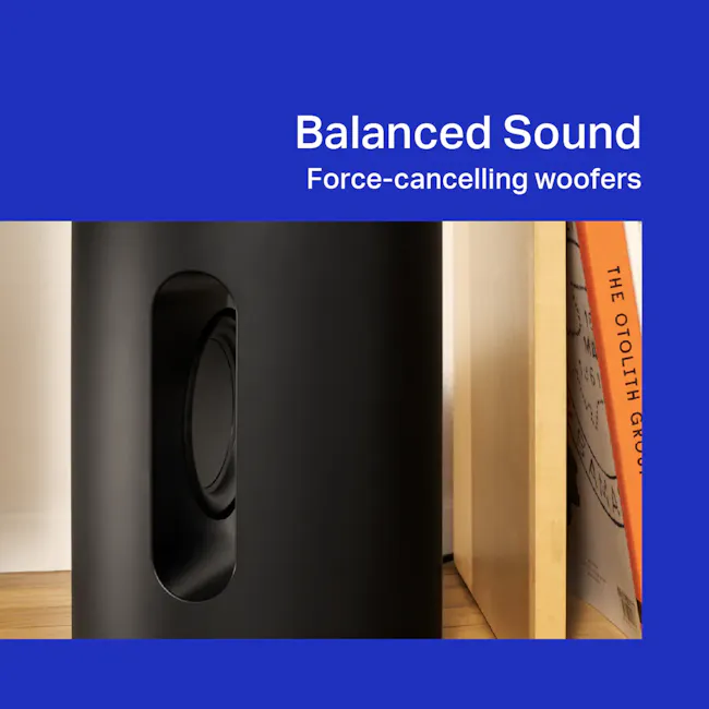 Sonos Sub Mini - Black - 4 - Balanced Sound, Force-cancelling woofers, sleek design, modern aesthetic, high-quality sound