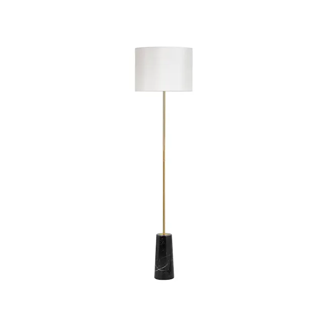 Alyssa Floor Lamp - Black, Brass - 1 - modern pendant lamp, minimalist design, black marble base, gold metal stand, elegant