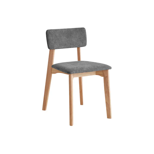 Hockey Chair - Grey - 1 - Modern wooden chair with gray cushion, light wooden legs, minimalist design, clean lines