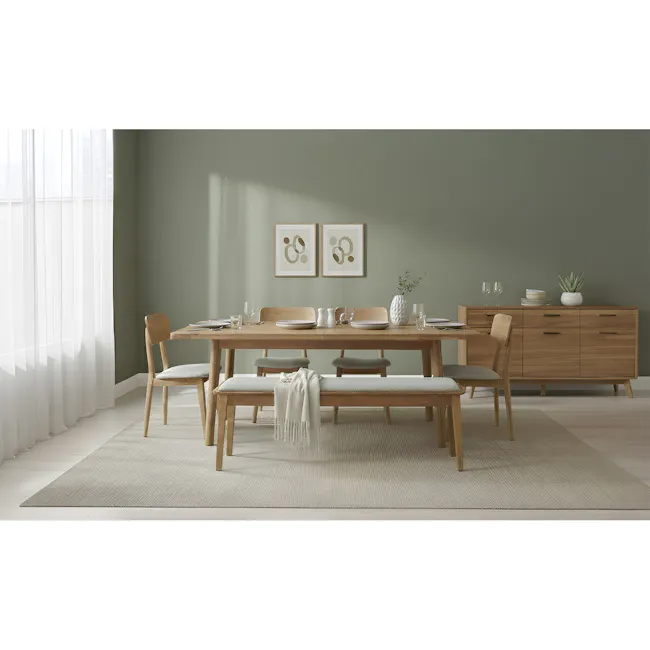 Toronto Extendable Dining Table 1.6m-2m with Toronto Bench 1.5m and 2 Toronto Cushioned Dining Chairs - 5