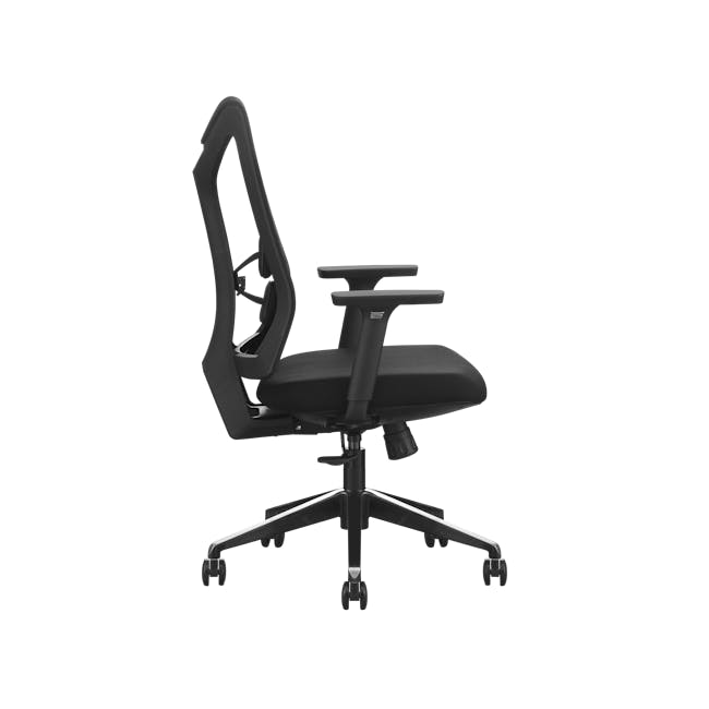 Swivo Table 1.2m - Natural with Damien Mid Back Office Chair - Black (Waterproof) - 9