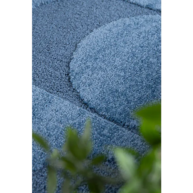 Cocoon High Pile Rug - Navy Lanes (2 Sizes) - 3 - Soft, textured blue carpet with subtle patterns, fluffy, cozy, inviting