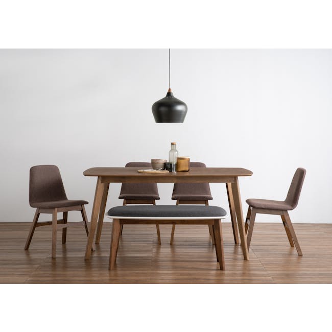 Allison Dining Table 1.5m in Cocoa with Harold Bench 1m with 2 Harold Dining Chairs in Seal - 1