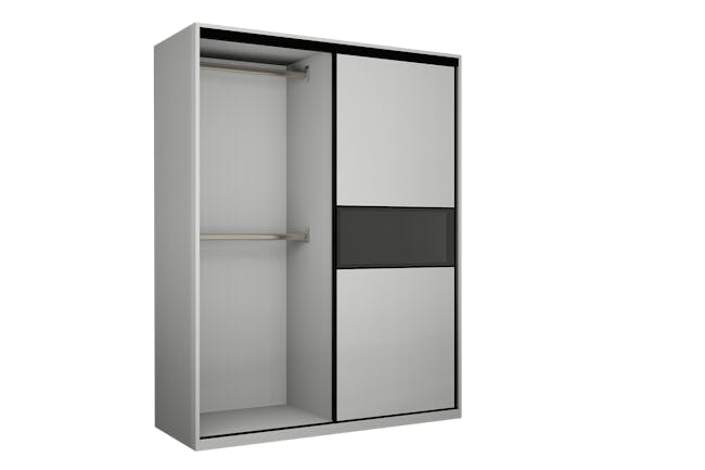 Lorren Sliding Door Wardrobe 1 with Glass Panel - Matte White - 6