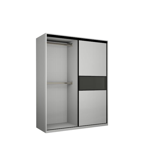 Lorren Sliding Door Wardrobe 1 with Glass Panel - Matte White - 6