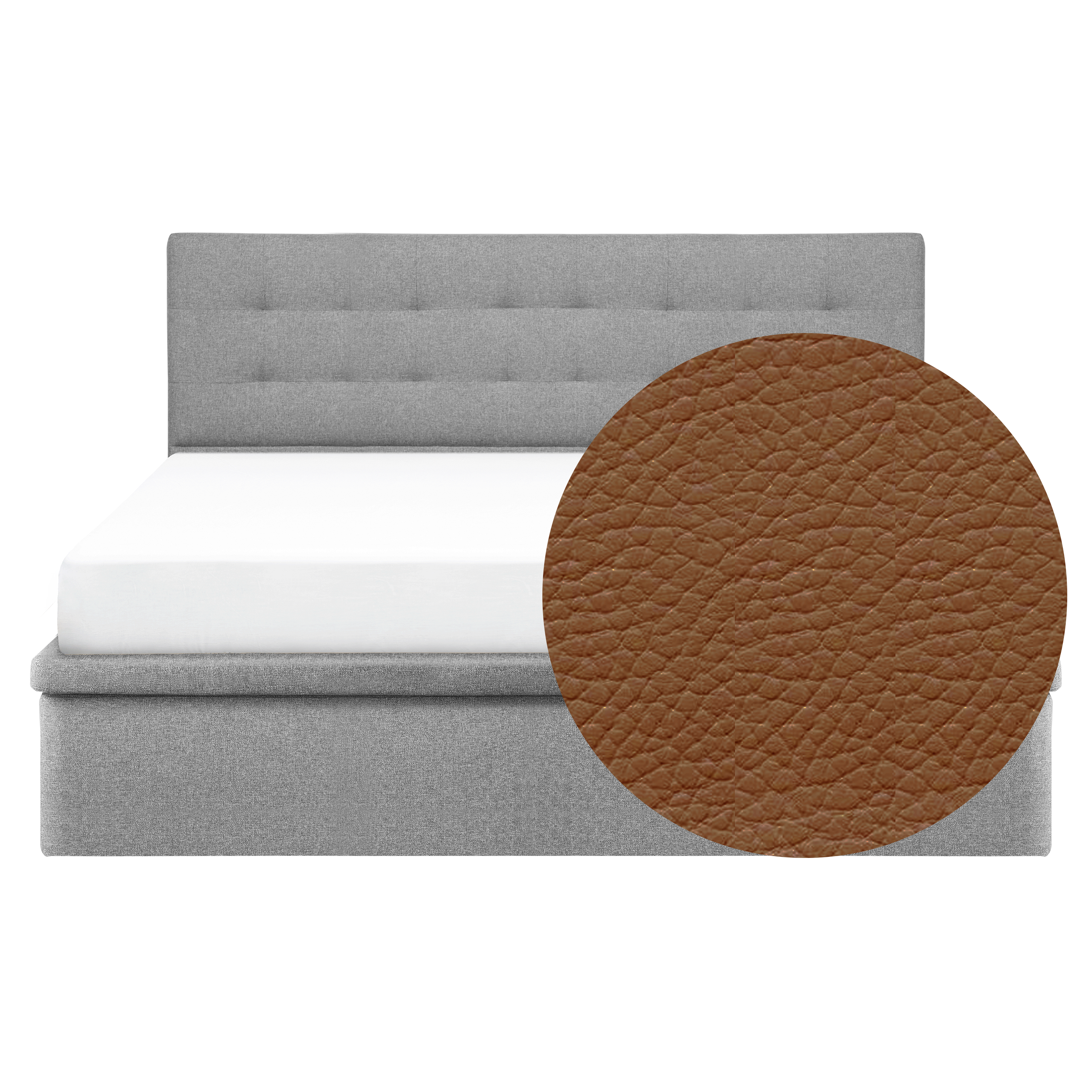 ESSENTIALS King Headboard Storage Bed - Tan (Faux leather)