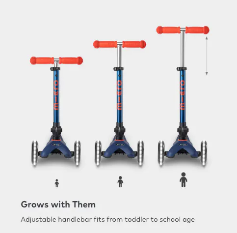 Micro Mini Deluxe Foldable LED Scooter - Navy Blue (Age 1-5) - 10