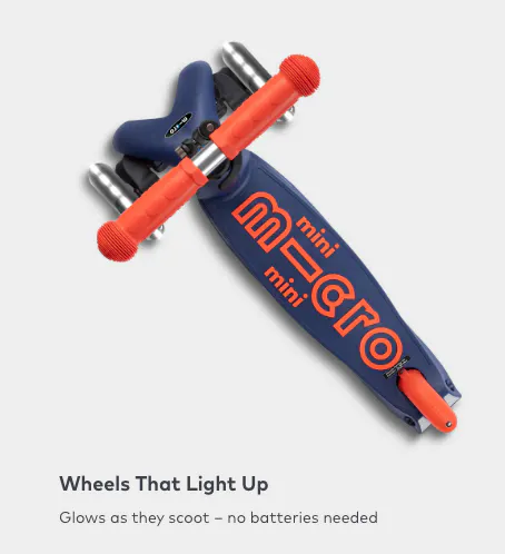 Micro Mini Deluxe Foldable LED Scooter - Navy Blue (Age 1-5) - 7