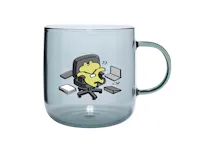 Employed At What Cost Frog Glass Cup - Grey