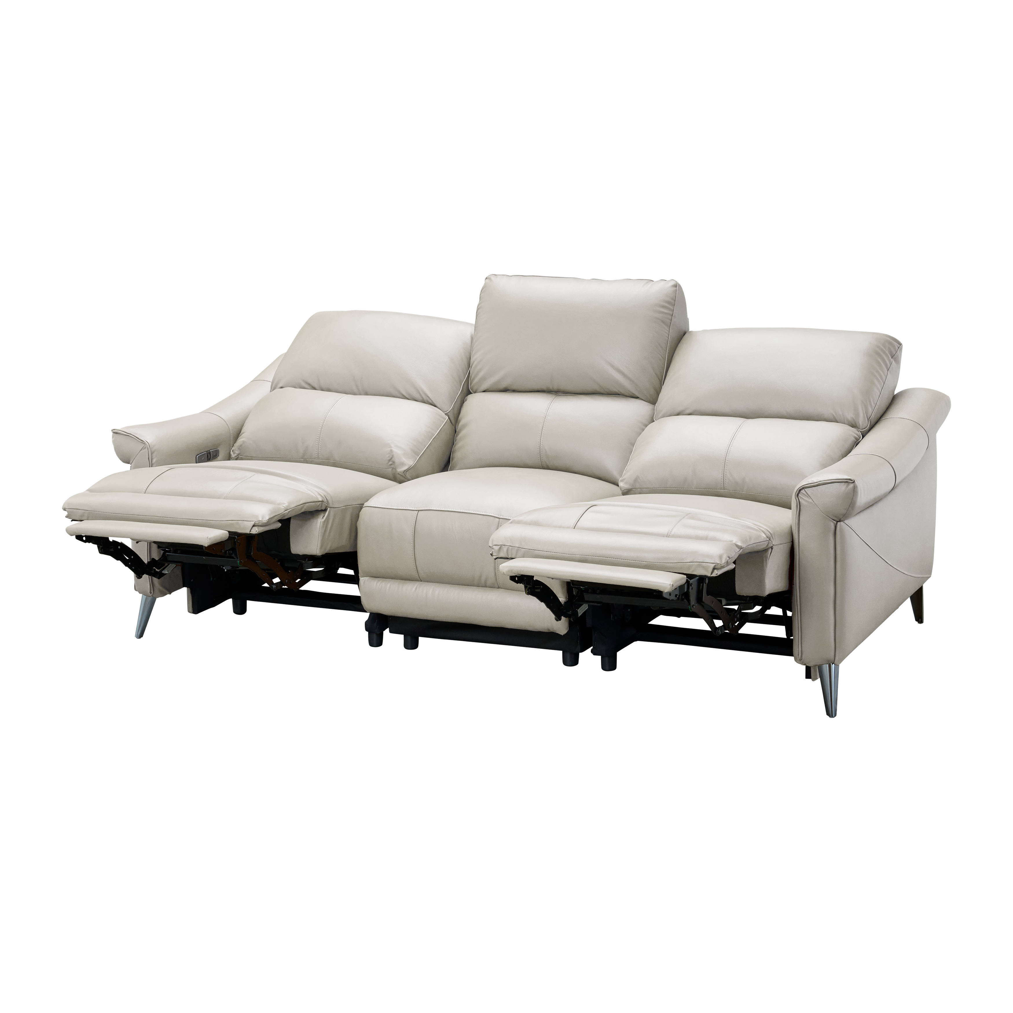 Strato 3 Seater Power Recliner Sofa - Beige (Top Grain Leather) - Zero Wall