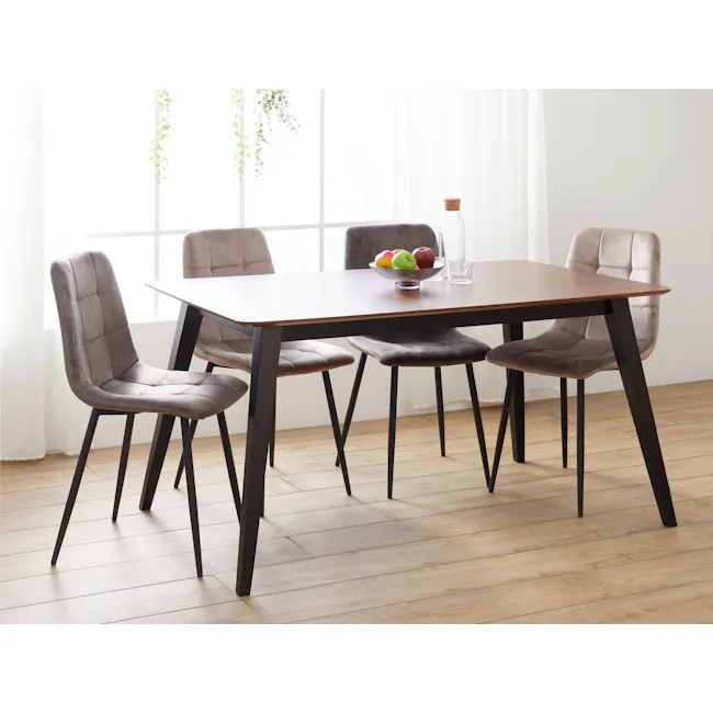 Ralph Round Dining Table 1m with 4 Friska Dining Chairs in Warm Grey (Velvet) and Bronze (Velvet) - 2 - Modern dining room