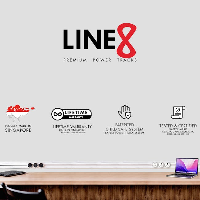 Line8 Power Track 800mm + 4 Adaptors Bundle - Silver Hairline - 9
