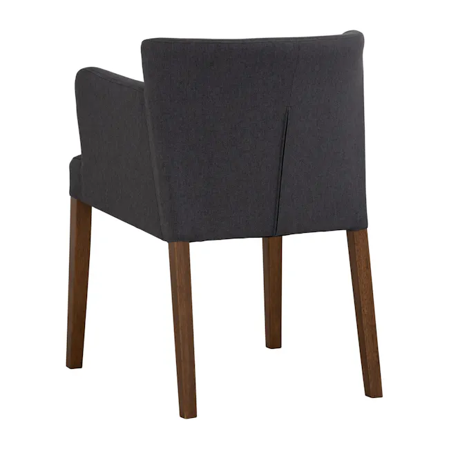 Rhoda Armchair - Cocoa, Hale - 4 - Grey upholstered chair with wooden legs, minimalist design, comfortable seating, modern