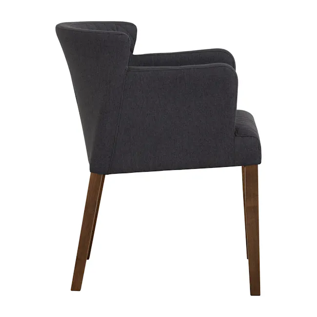 Rhoda Armchair - Cocoa, Hale - 6 - Dark gray upholstered armchair, wooden legs, minimalist design, comfortable seating