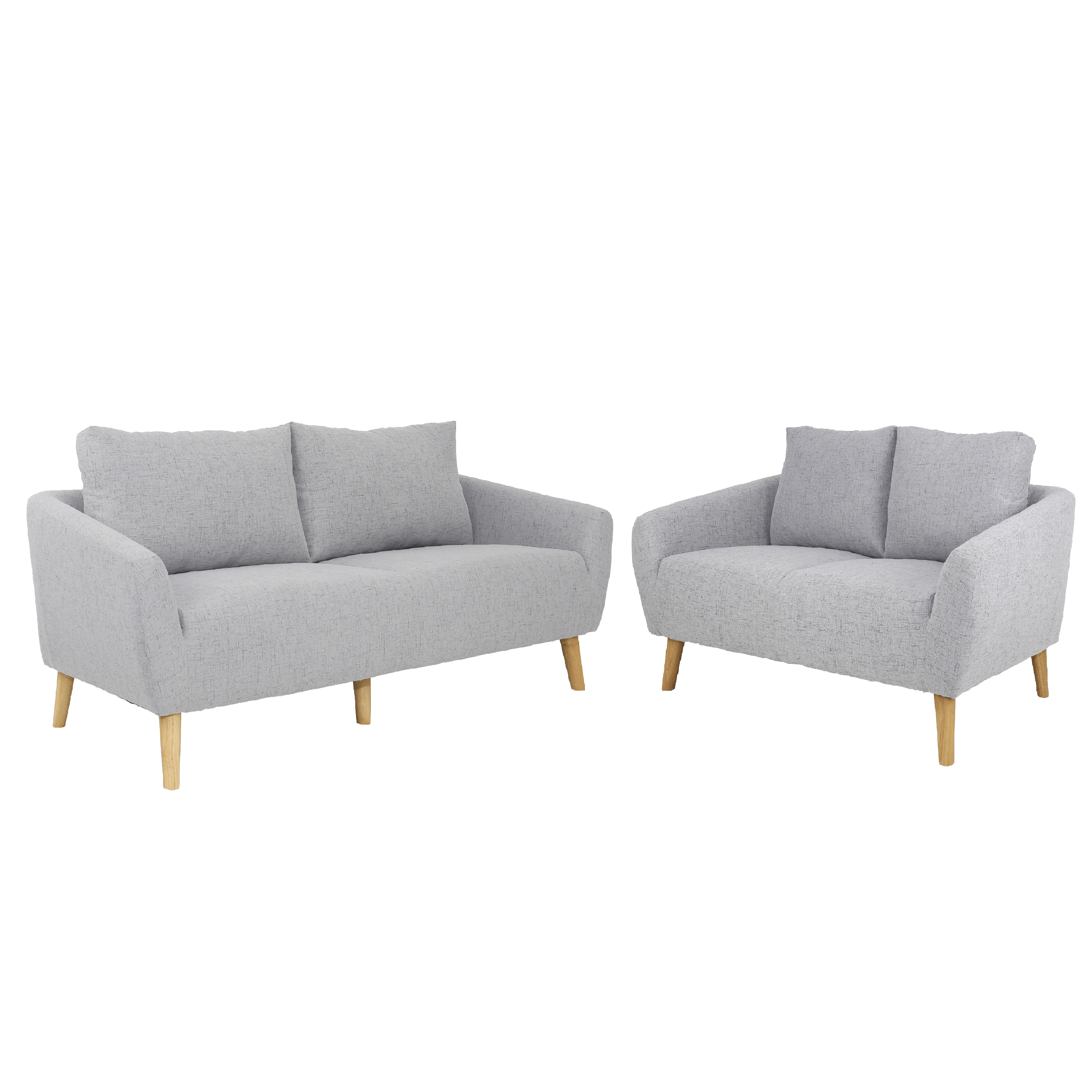 Hana 3 Seater Sofa with Hana 2 Seater Sofa - Light Grey