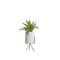 Faux Agave with Planter on Stand 28 cm - White, Brass Legs - 0